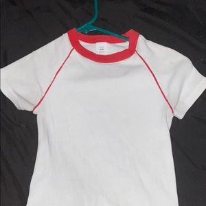 red and white brandy shirt